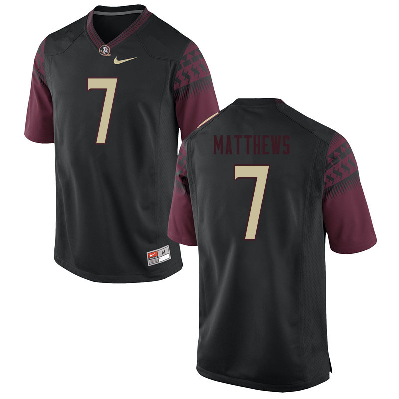 Men #7 D.J. Matthews Florida State Seminoles College Football Jerseys Sale-Black